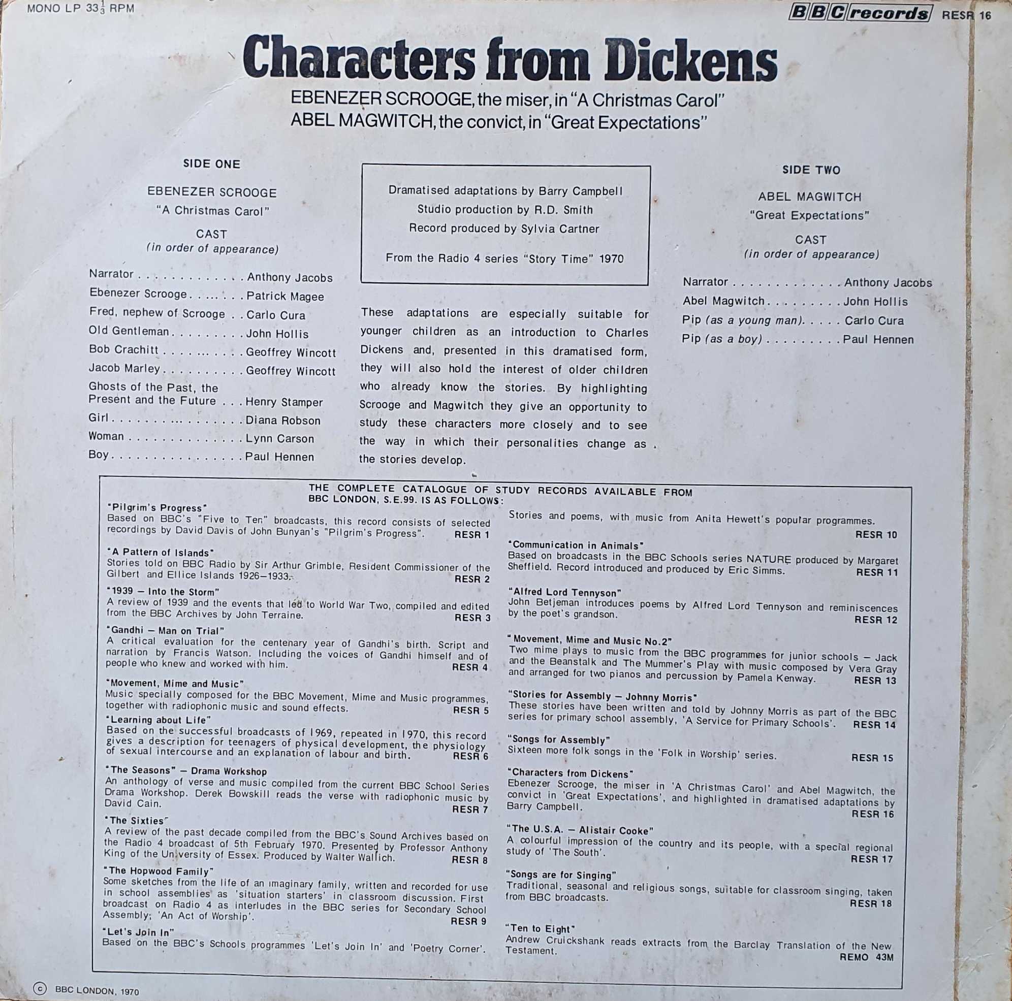 Picture of RESR 16 Characters from Dickens by artist Patrick Magee / John Hollis from the BBC records and Tapes library